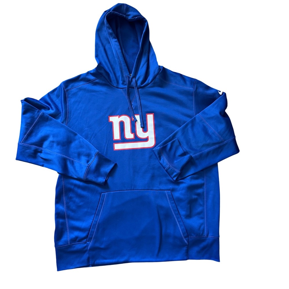Nike Therma-FIT NFL New York Giants Hoodie Mens XXL Blue Pullover Sweatshirt
